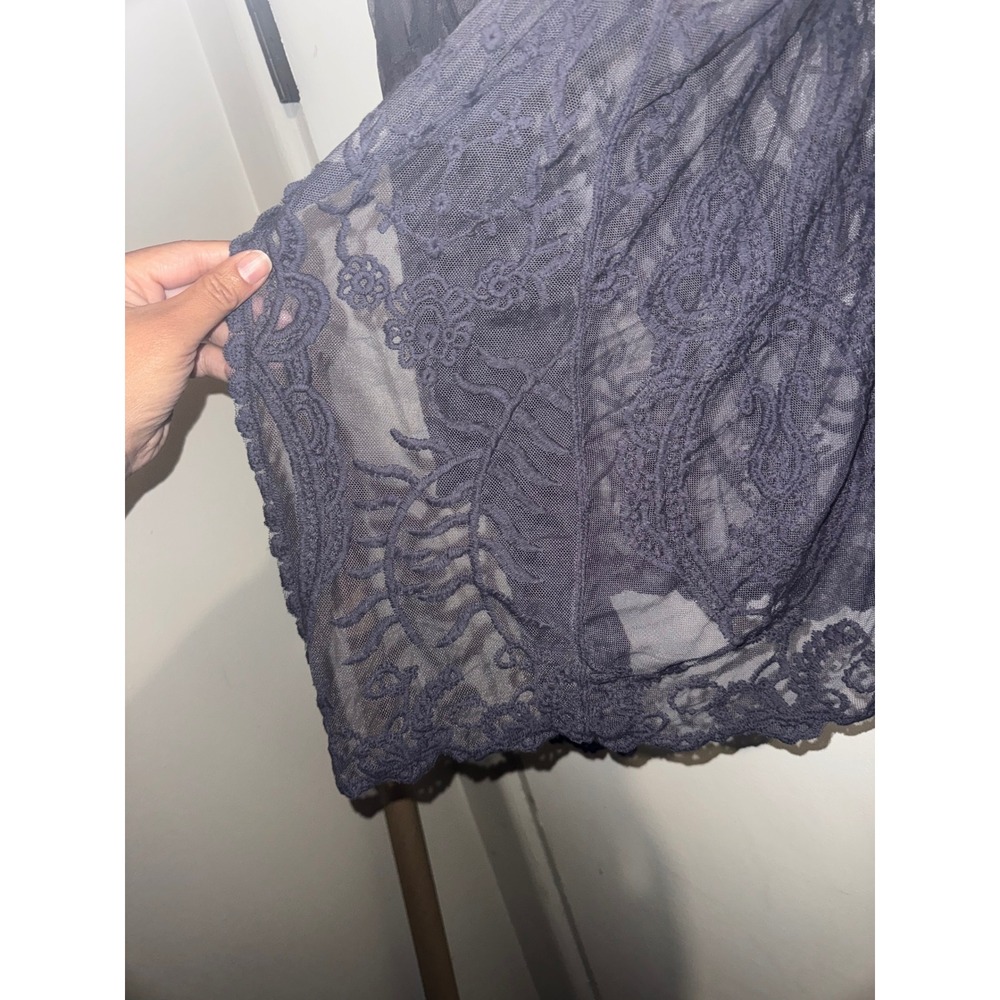 Sundance Women Charcoal Grey Sheer Floral Lace Open Front Kimono Cardigan Large - Picture 4 of 9